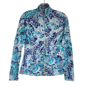 Lilly Pulitzer Luxletic Turquoise Oasis Wave feminine jacket, size XXS